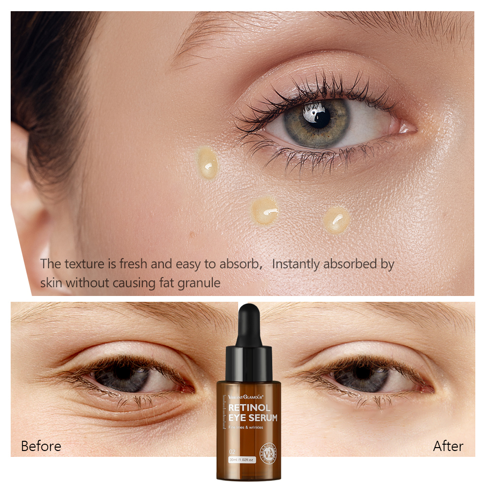 【BPOM】VIBRANT GLAMOUR Retinol Eye Serum Anti-Aging Eye Cream Treatment Anti Wrinkle Moisturizing Whitening For Puffy Bags, Dark Spots, Wrinkles Eye Serum 30ml