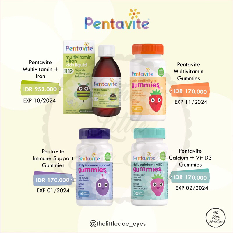 Pentavite Multivitamin / Calcium + Vit D3 / Immune support / liquid / Gummies