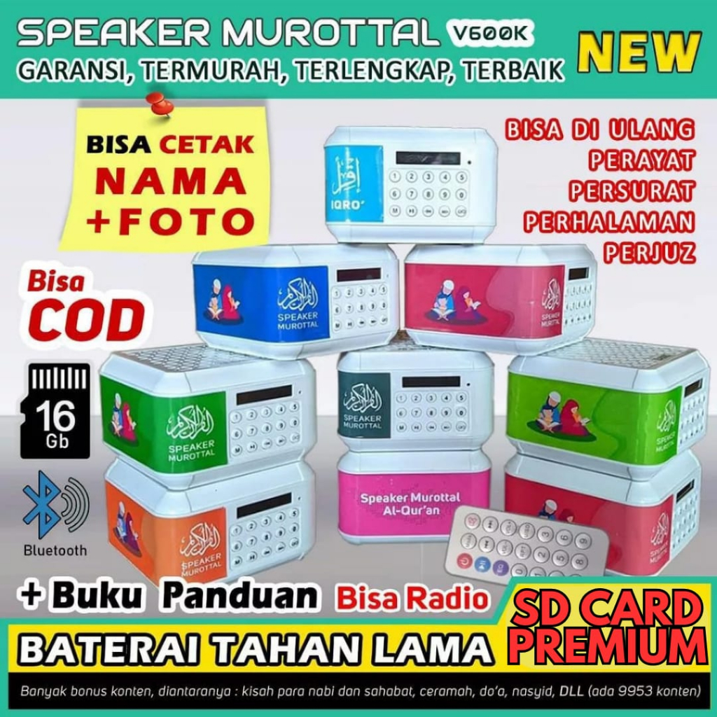 Speaker Murottal Spiker Murotal Al-Quran 30 Juz LENGKAP - V600K Premium BLUETOOTH