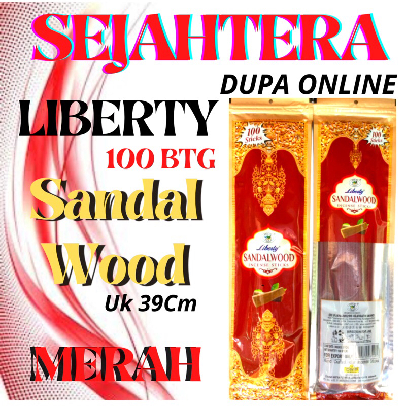 Dupa Hio India Liberty 100btg “SANDAL WOOD” Merah Pouch