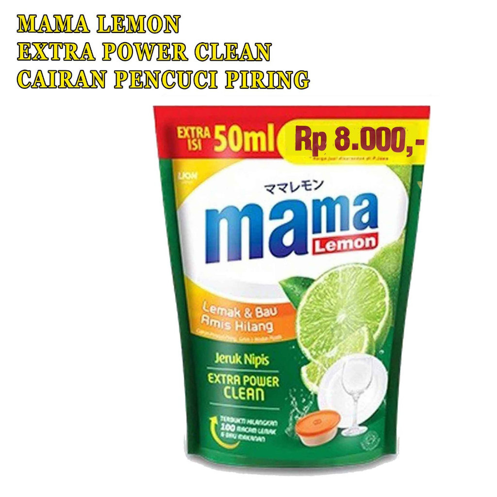 Mama lemon extra power clean* sabun cair* sabun cuci piring