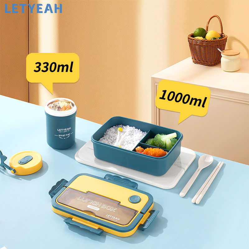 letyeah Kotak makan set /lunch box set cangkir sup tas bekal set/tempat makan bento box anak /BPA free