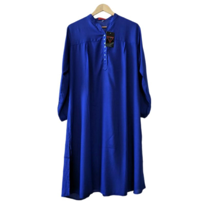 tunik katun rayon polos jumbo warna biru bca