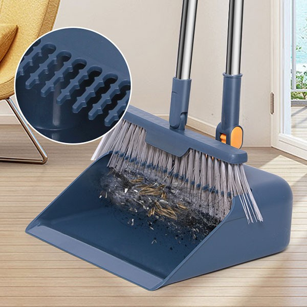 BONBOX Cleaning Tools Sapu 2in1 Alat Pembersih Lantai Set Sapu Pengki Sikat Kemoceng dan Sikat Dilengkapi Gerigi Penyaring Rambut Sapu Lipat Kombinasi Pengki Sapu BCT211105 Blue