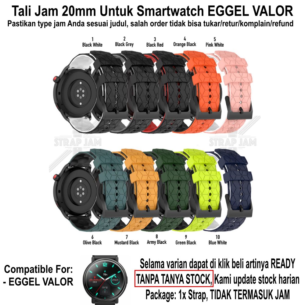 ZQT Strap 20mm Eggel  Valor (BUKAN YANG NEO) - Tali Jam Silikon Rubber Quick Release