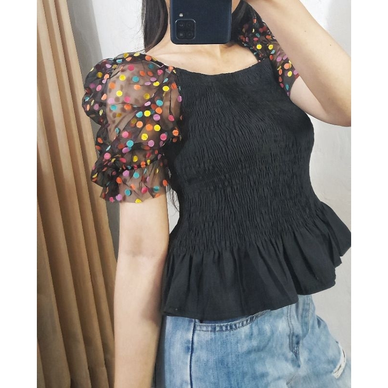 Puff Top Lengan Balon Pendek