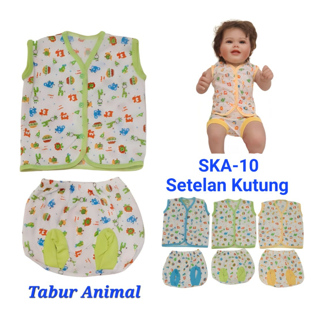 Setelan kutung bayi tabur animal SKA-10 / baju bayi baru lahir / set kutung bayi laki-laki perempuan