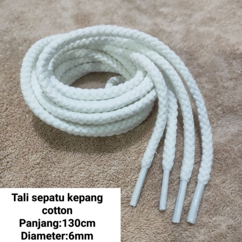 Tali sepatu kepang bahan katun.130cm-6mm