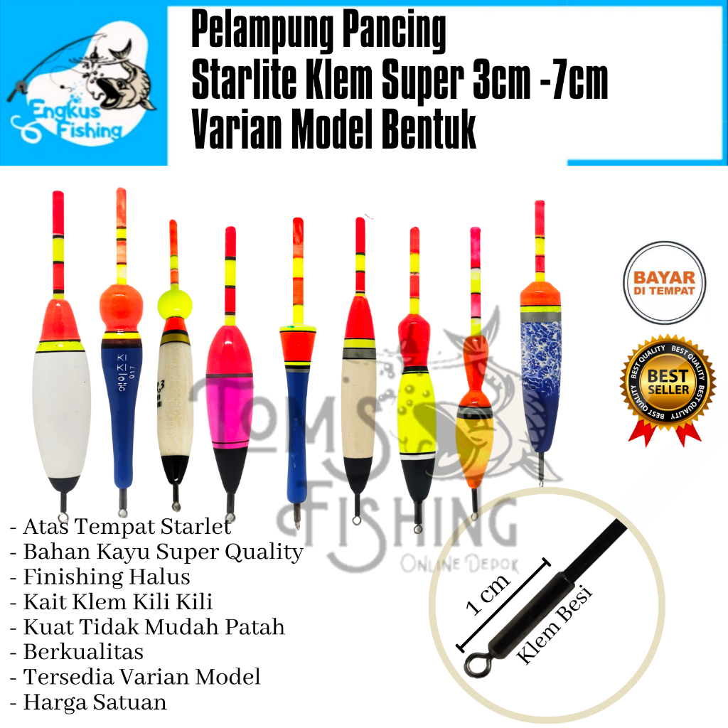 Pelampung Pumbul Pancing Starlite Kayu Super Klem (3cm-7cm) Berkualitas Murah - Engkus Fishing