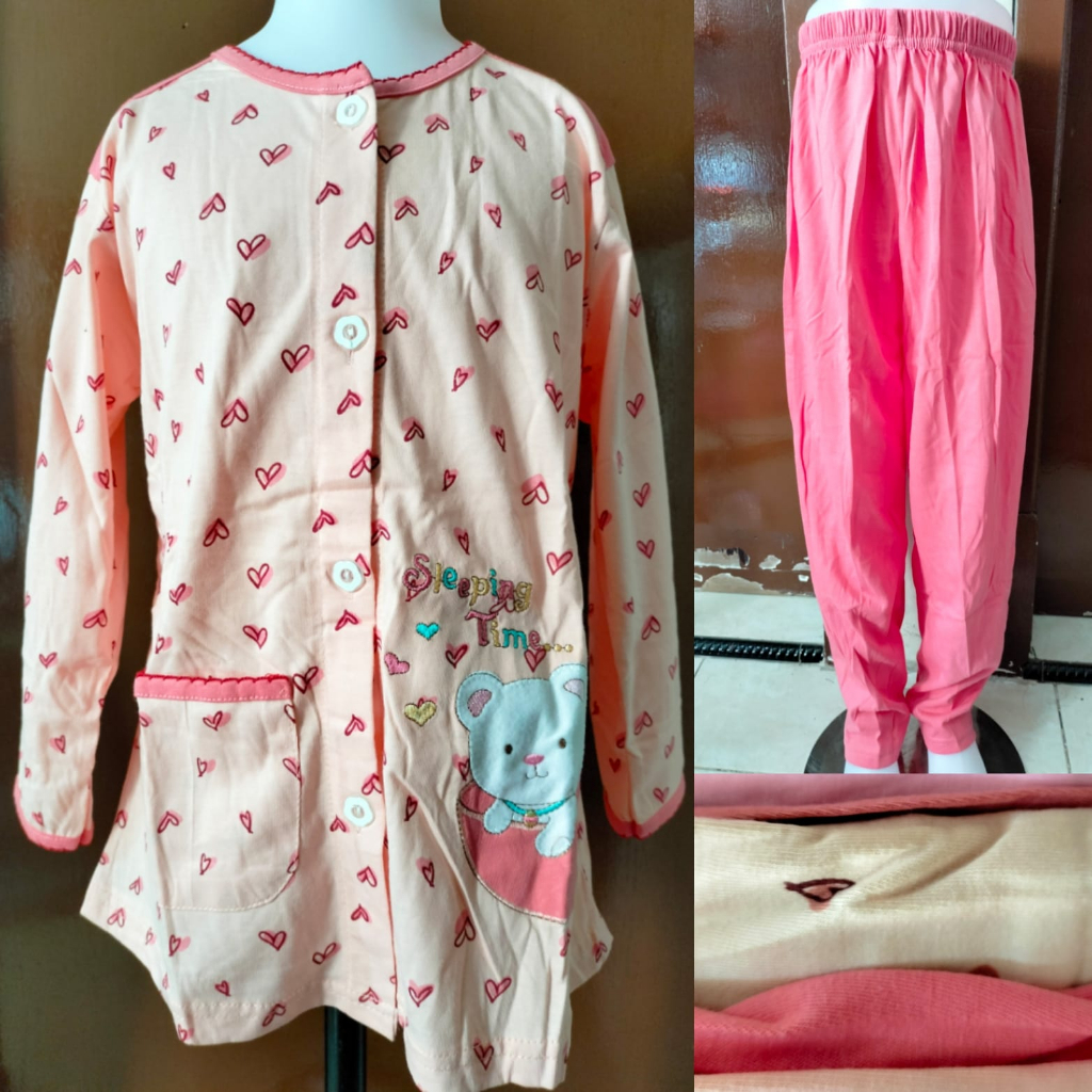 Baby doll Lengan Panjang Amro Label Putih Size XL /Babydoll PP Anak  Cewek/Perempuan