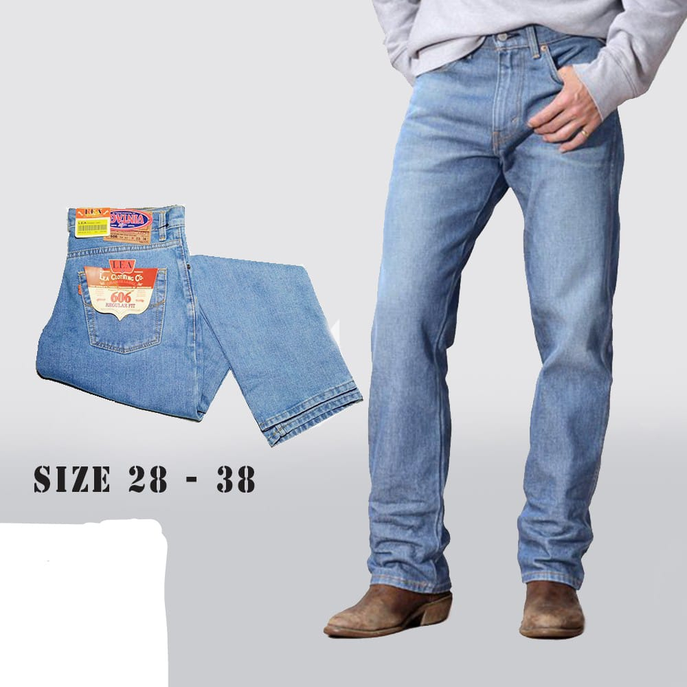 Celana Jeans Pria LEA 606 Original Denim Standart Reguler Panjang