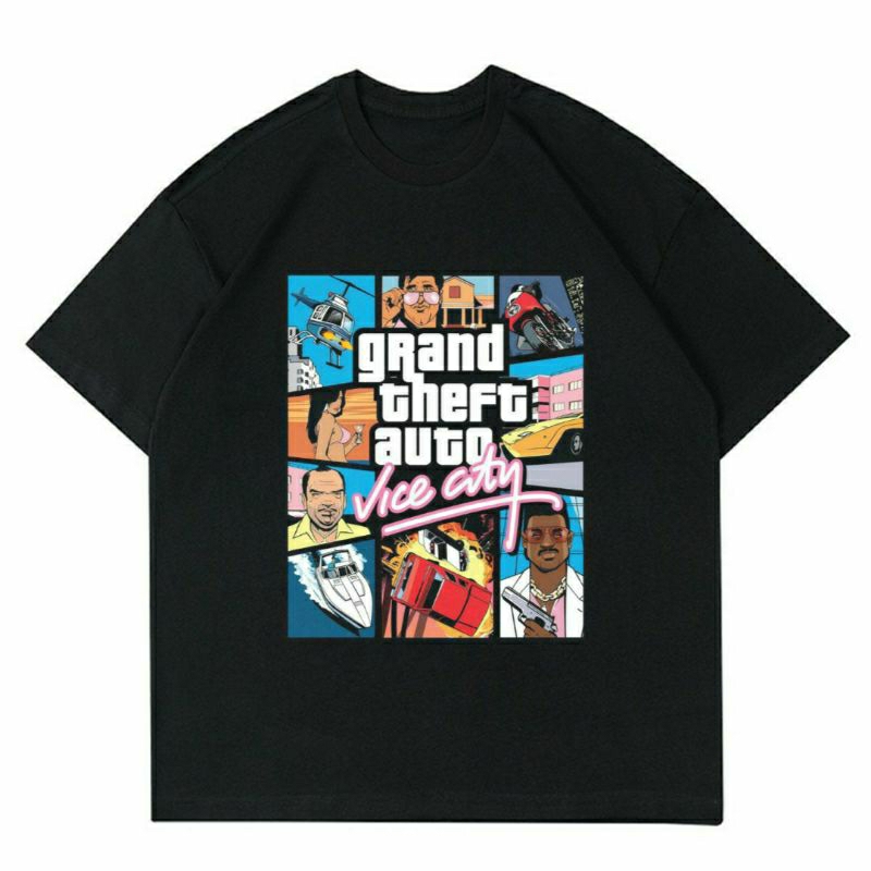 BAJU GTA " VICE CITY " | T-SHIRT KAOS GTA VICE CITY VINTAGE BLACK | KAOS BAJU PRIA | KAOS GAME PLAY 