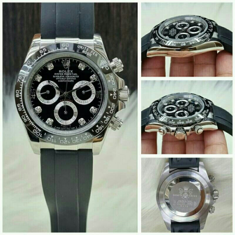 Jam Tangan Pria Rolex Daytona Automatic Crono Ring Stainless Strap Rubber