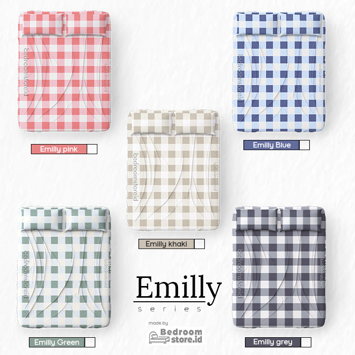 SPREI/SEPRAI HOMEMADE MOTIF EMILY KOTAK/GRID UK 90/140/180/160/120 KOREAN STYLE AESTETHIC KATUN DISPERSE || TINGGI 20CM