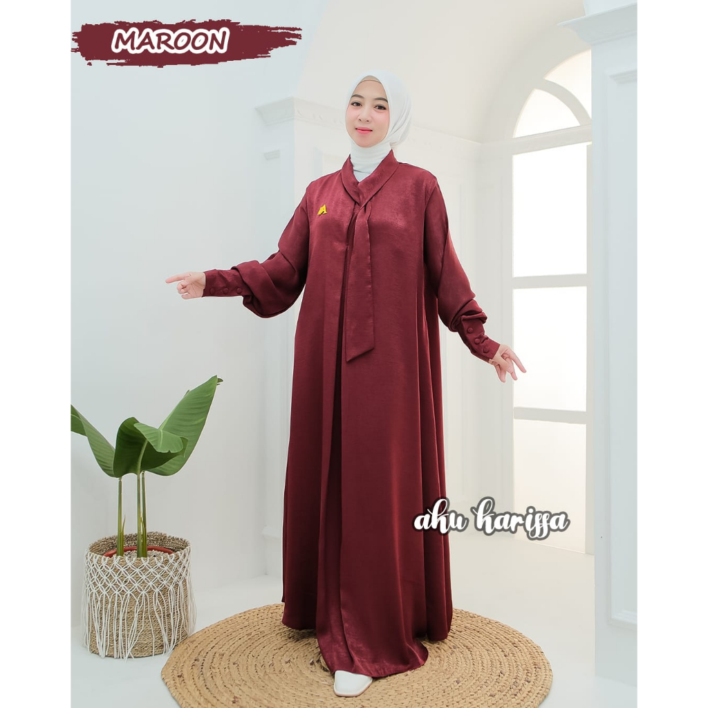 Dress Santorini Aku Karissa Cintia dan Alvina Gamis pesta wanita mewah kilap jatuh anggunly