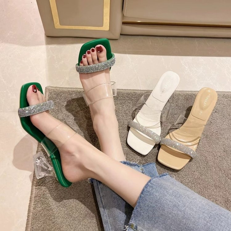 Sendal Hak Perempuan Kasual High Heels Cewek Cantik Less Transparan Blink Sandal Hak Tinggi Wanita Jalan Import SH-063