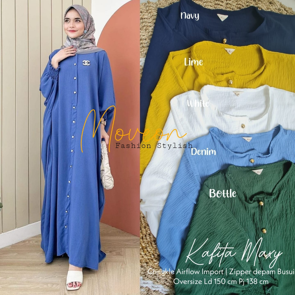 Kafita Maxy Dress Gamis Muslim Airflow Import Busui Jumbo Oversize Original By Move On