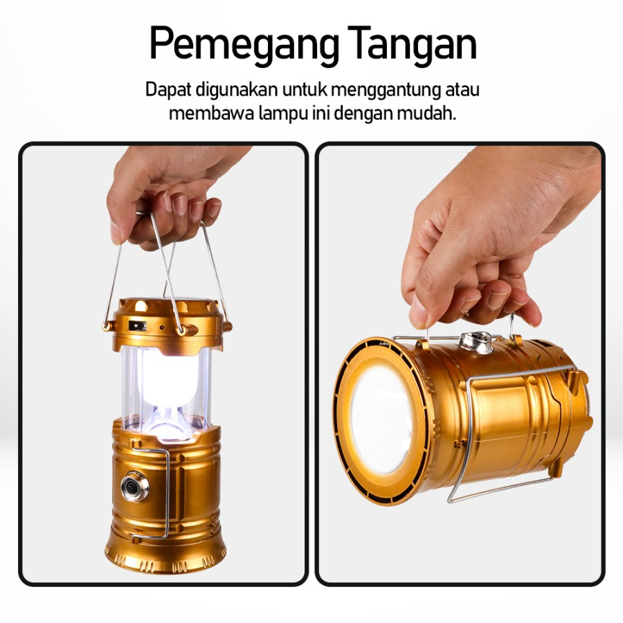 &lt;^ SJA ^&gt; LAMPU CAMPING SENTER + LANTERN 6 LED TENAGA SURYA BISA BUAT POWER BANK / LAMPU CAMPING LENTERA SOLAR 6 LED