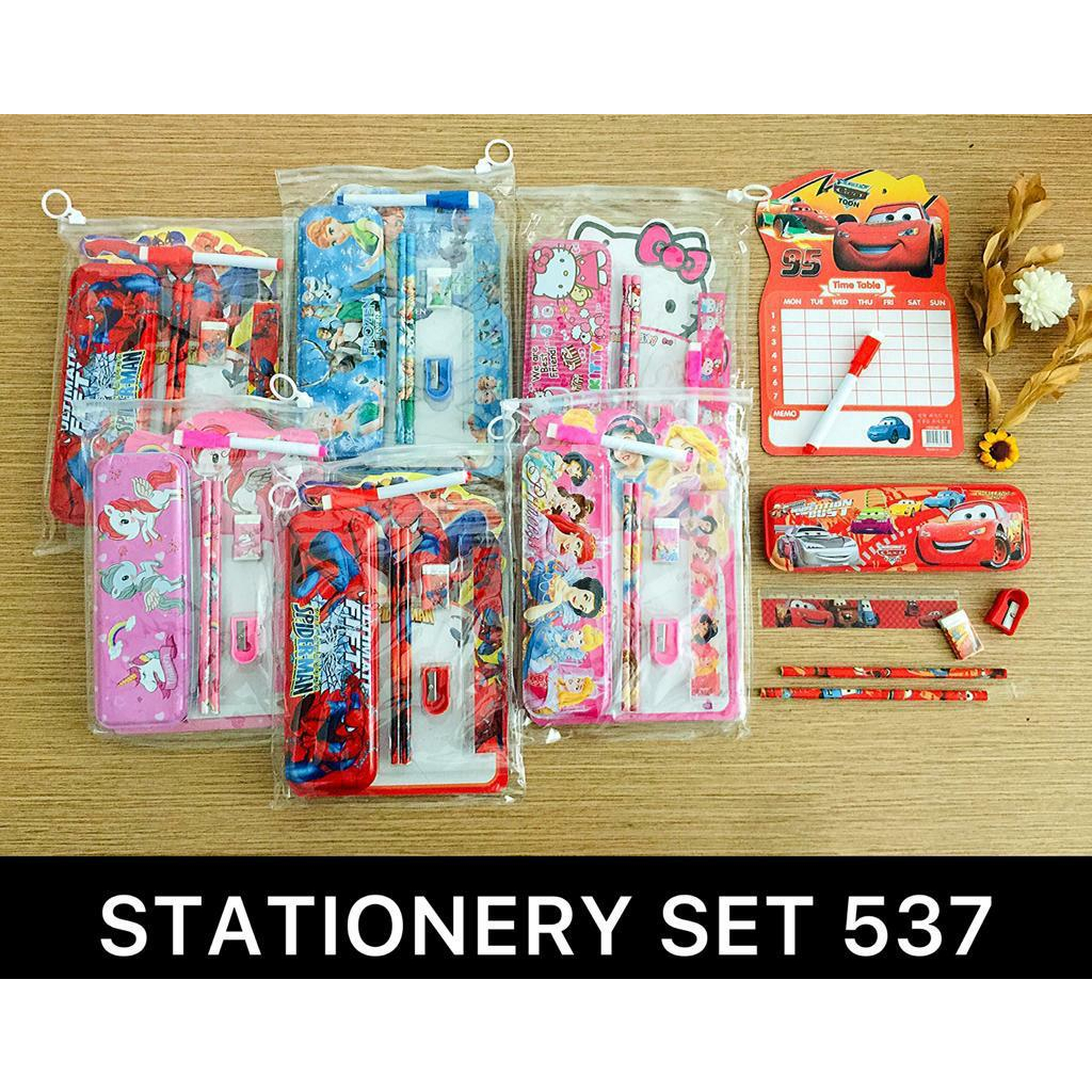 

Study Set Pouch 9 In 1 Karakter Kartun Plus Spidol Dan Whiteboard