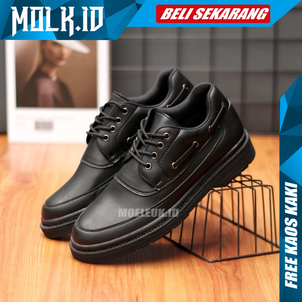 MOLK Sepatu Docmart Pria Low Boots Original Pantofel Hitam Casual