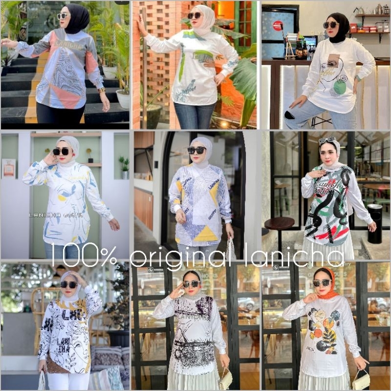 Top lanicha original / atasan kaos wanita lengan panjang / kaos wanita premium