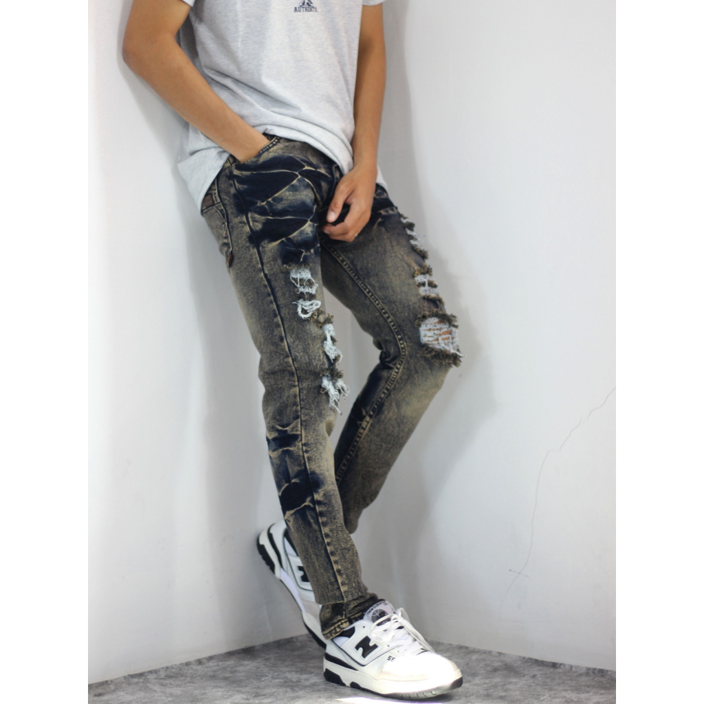 celana jeans pria sobek ripped slimfit / jeans sobek pria ringkel / jeans pria ringkel sobek