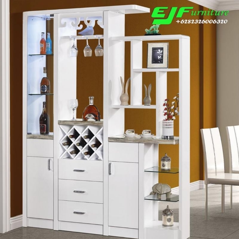 Bufet Partisi Penyekat Ruang Tamu Minimalis Modern Terbaru Jepara warna putih