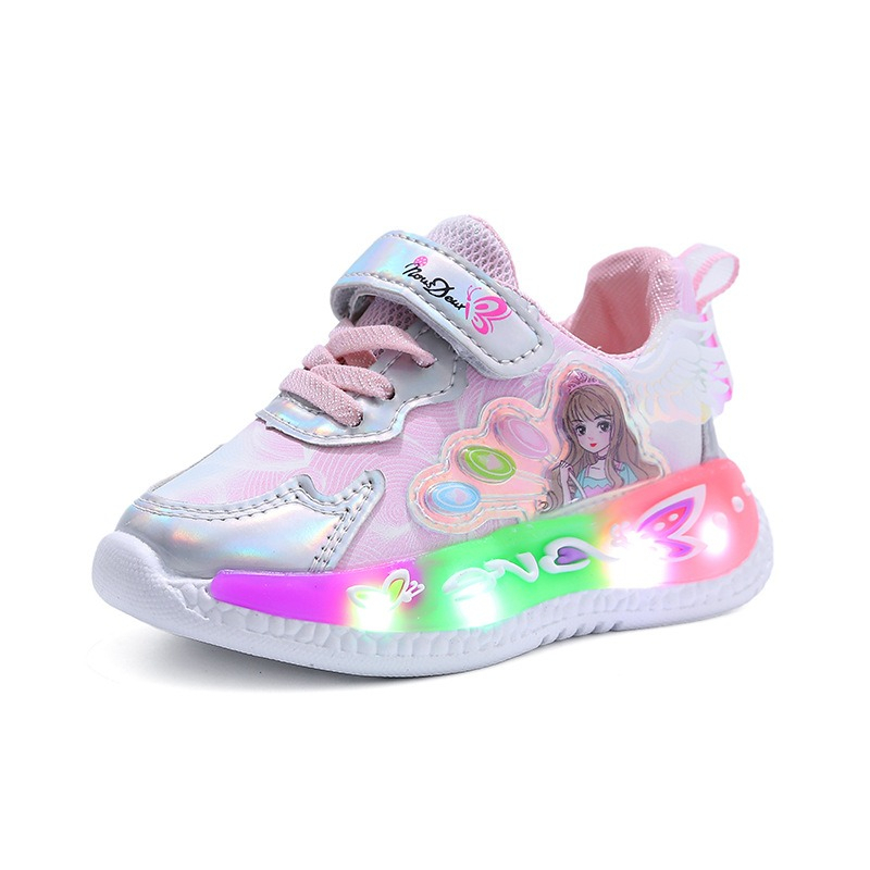 littlekiddoss SH2323 Sepatu Sneakers Lampu LED Anak Perempuan Import 1-7tahun 23-32