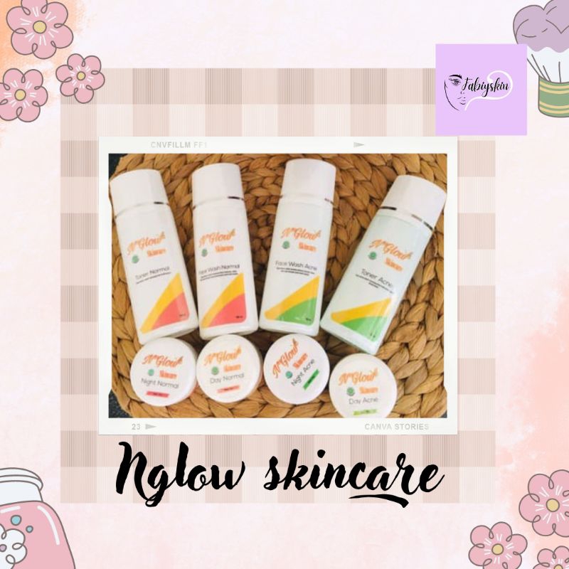 NGLOW SKINCARE ECER FW/TONER/CREAM SIANG/CREAM MALAM