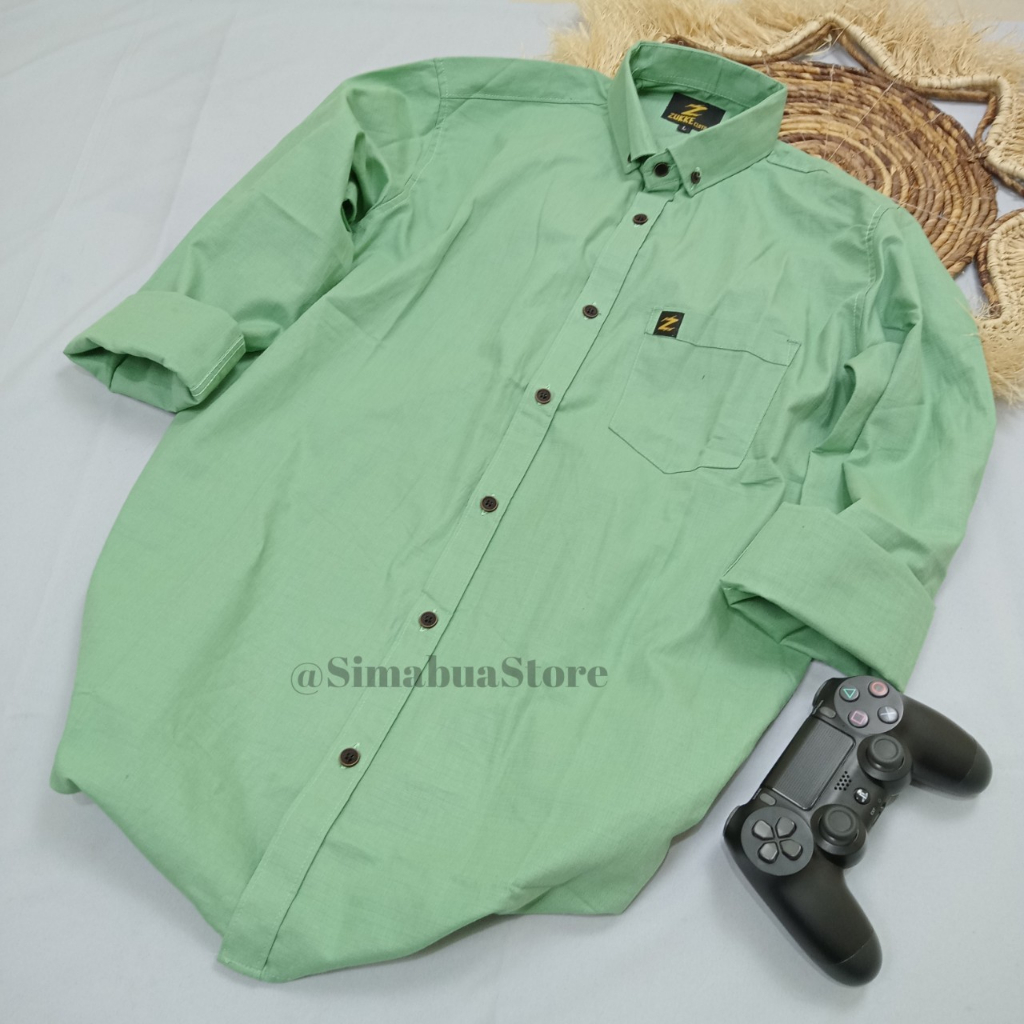 Kemeja Polos / Kemeja Pria / Kemeja Cowok Cowo Warna Hijau Sage