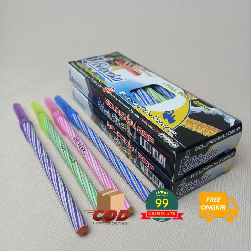 

BOLPENKU 12pcs/Pulpen Ulir/Pen Dropless Technology/Bolpoin/Pena