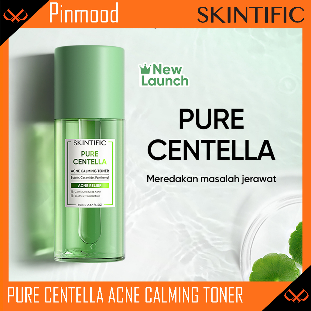 SKINTIFIC PURE CENTELLA ACNE CALMING TONER [ 80 ML ] PERAWATAN WAJAH JERAWAT ECTOIN CERAMIDE PANTHENOL CENTELLA ASIATICA MENJAGA SKIN BARRIER