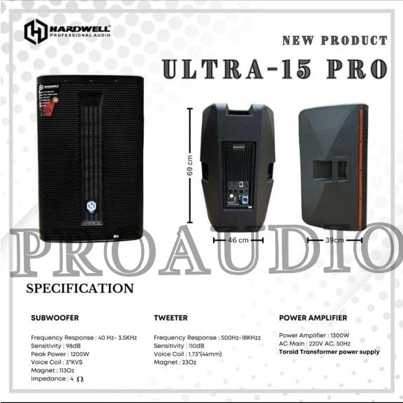 SPEAKER AKTIF HARDWELL ULTRA 15 PRO ULTRA-15 PRO 15&quot; 1300 W ORIGINAL