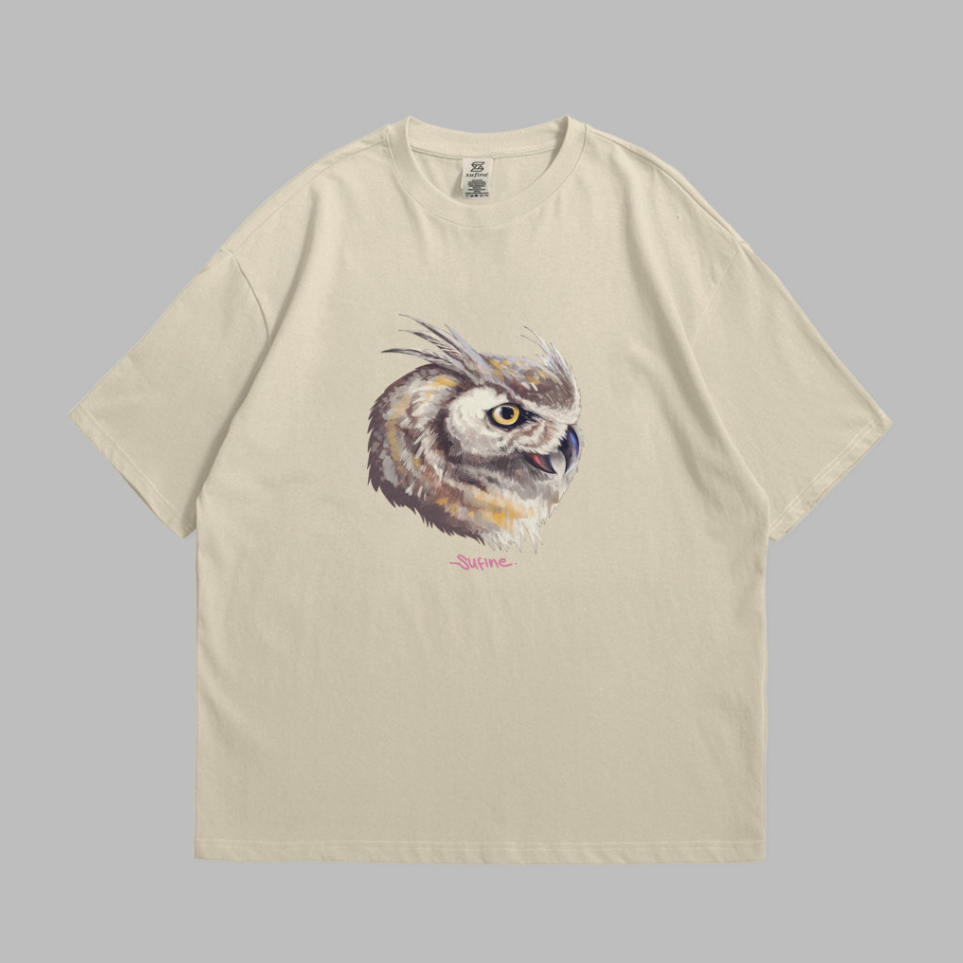 Sufine Cotton Oversized Tshirt Owl 06 - Kaos Oversized