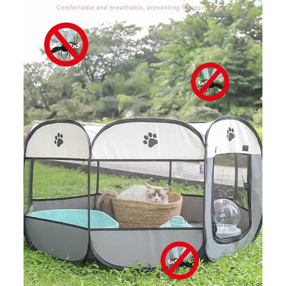 【Yayapet】Pagar Tenda Lipat Portabel dengan 8 Panel untuk Anjing / Kucing Kandang Lipat Hewan Bahan Kain