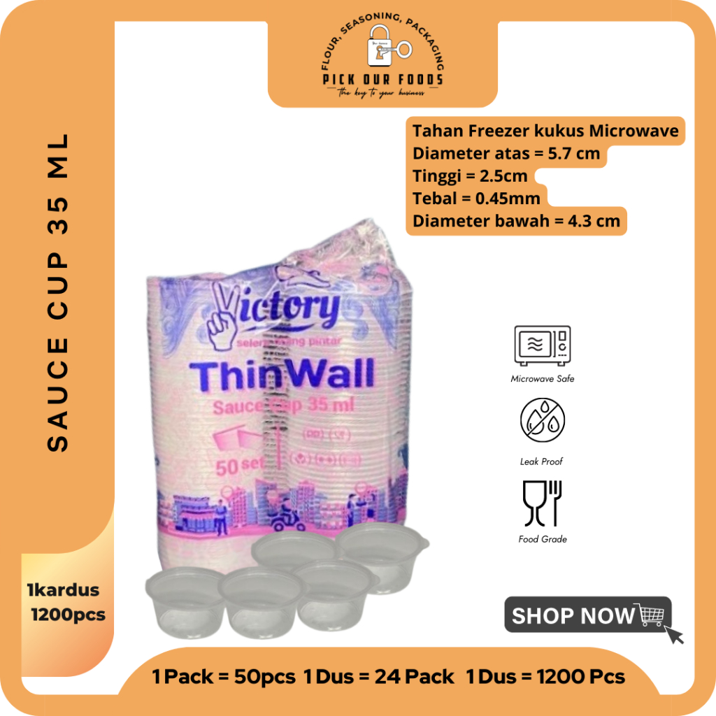 THINWALL SAUCE CUP 35 ML 1 DUS| CUP PLASTIK 35ML| CUP SAOS SAMBAL 35ML