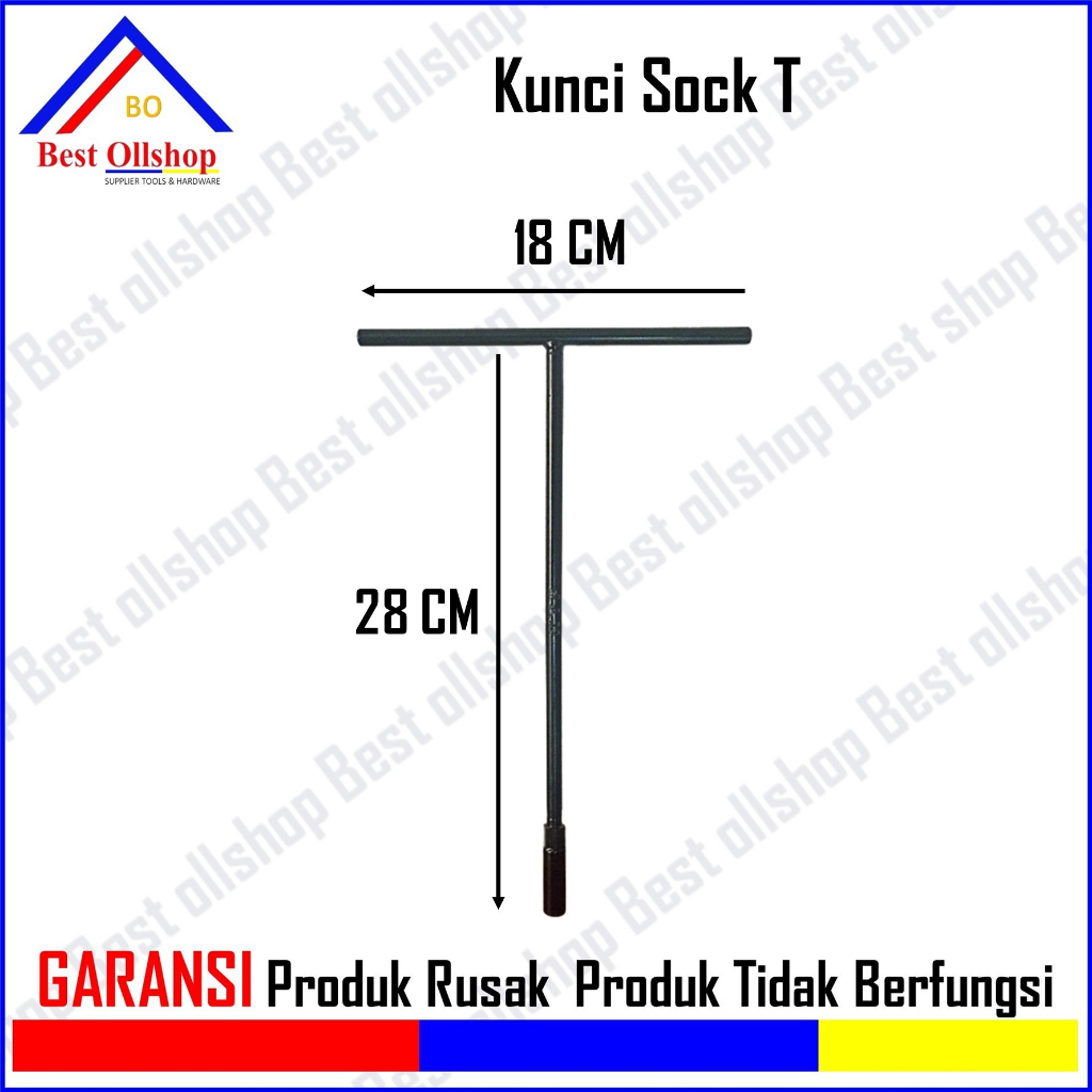 Kunci Sock T Hitam / T Socket Sok T Shock T Socket T Ukuran 8 10 12 MM Harga 1 Pcs