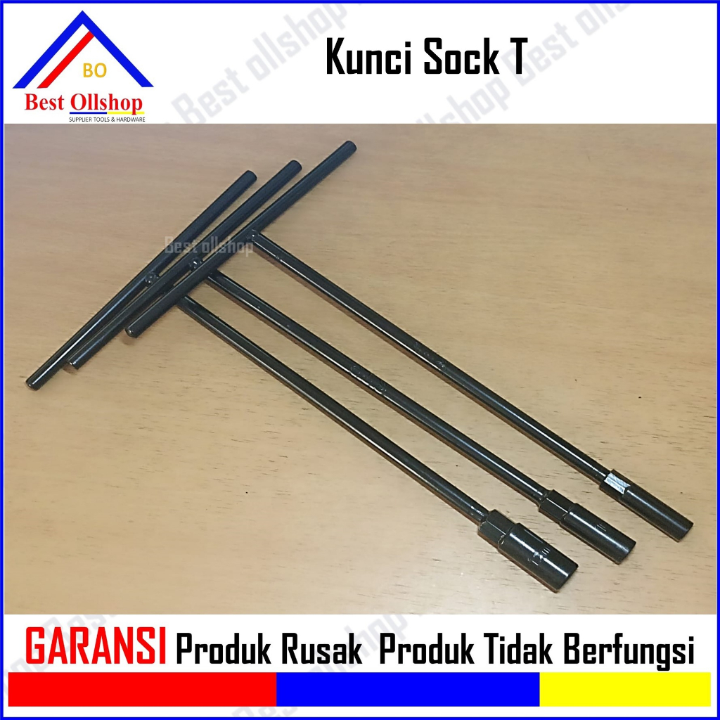 Kunci Sock T Hitam / T Socket Sok T Shock T Socket T Ukuran 8 10 12 MM Harga 1 Pcs