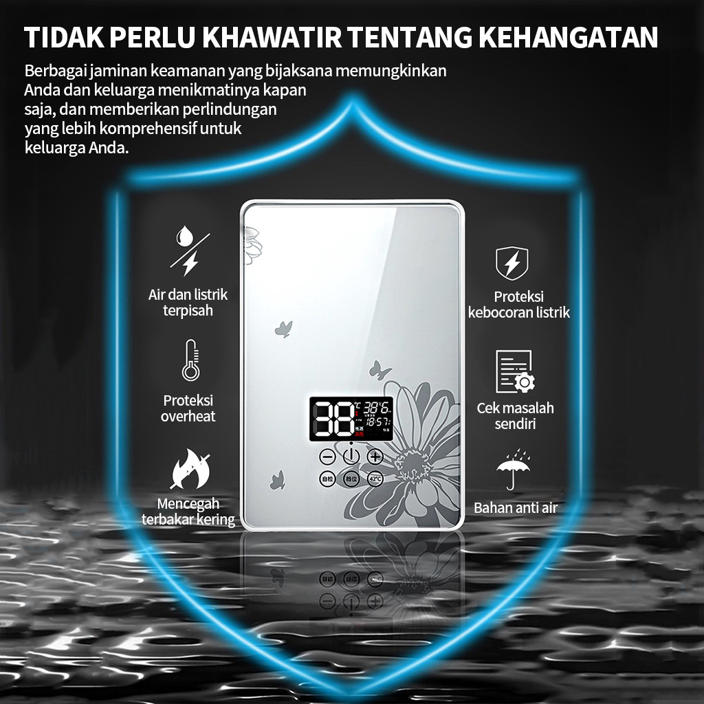 BLUE SKY Pemanas Air Listrik Tanpa Tangki Shower Air Panas Instan/Pemanas Pemanas Air Listrik