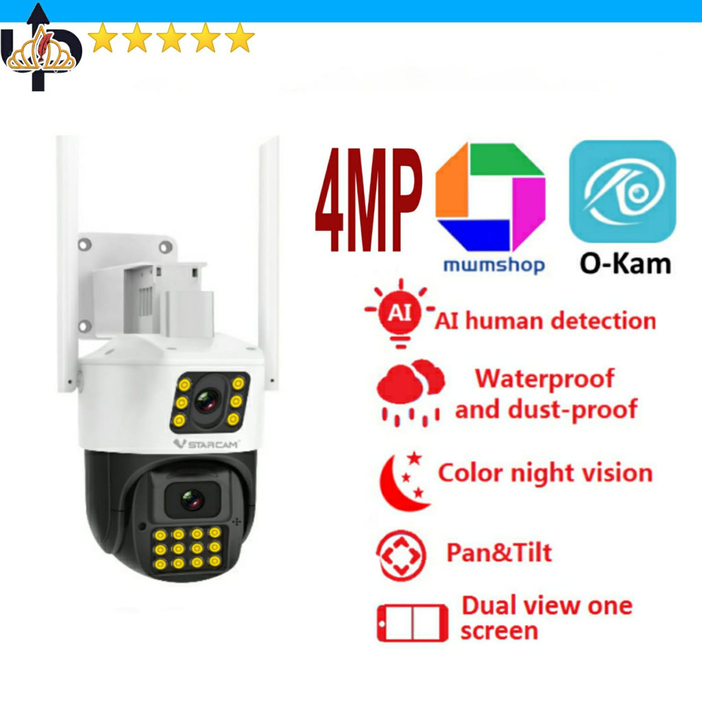 Ezsee Camera PTZ WIFI 4MP CCTV Dual Lens Outdoor
