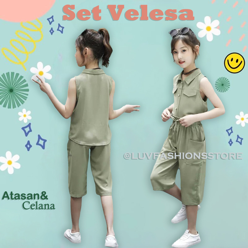 IL - ONESET ANAK VELESA / SETELAN ANAK PEREMPUAN BAJU DAN CELANA SANTAI / PAKAIAN ANAK CEWEK KASUAL