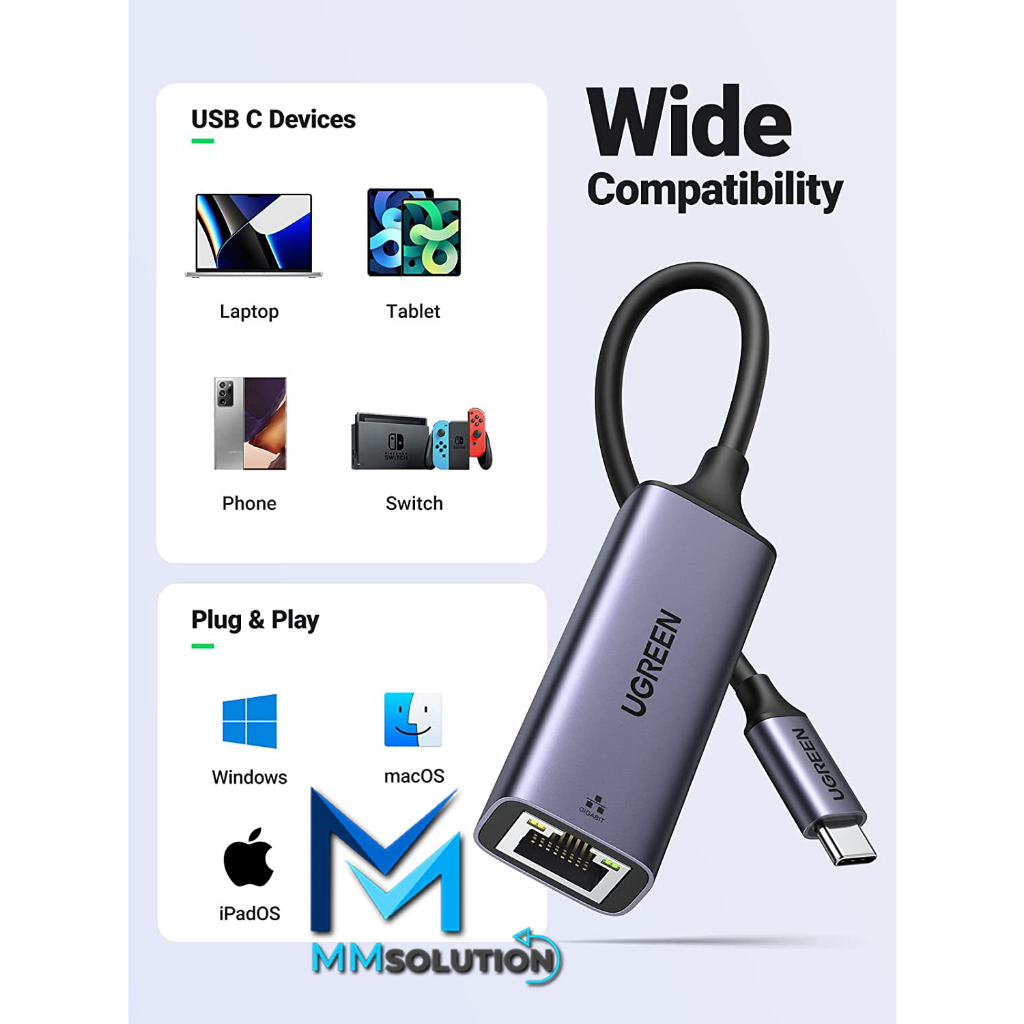 UGREEN Ethernet Adapter RJ45 USB C 3.1 &amp; USB 3.0 LAN Adapter