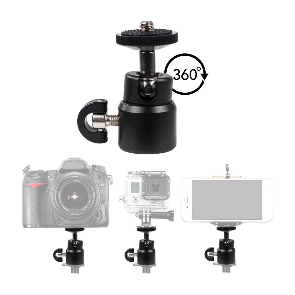 Mini Ball Head Tripod Kamera DSLR 1/4 Adaptor - AM01 - Black