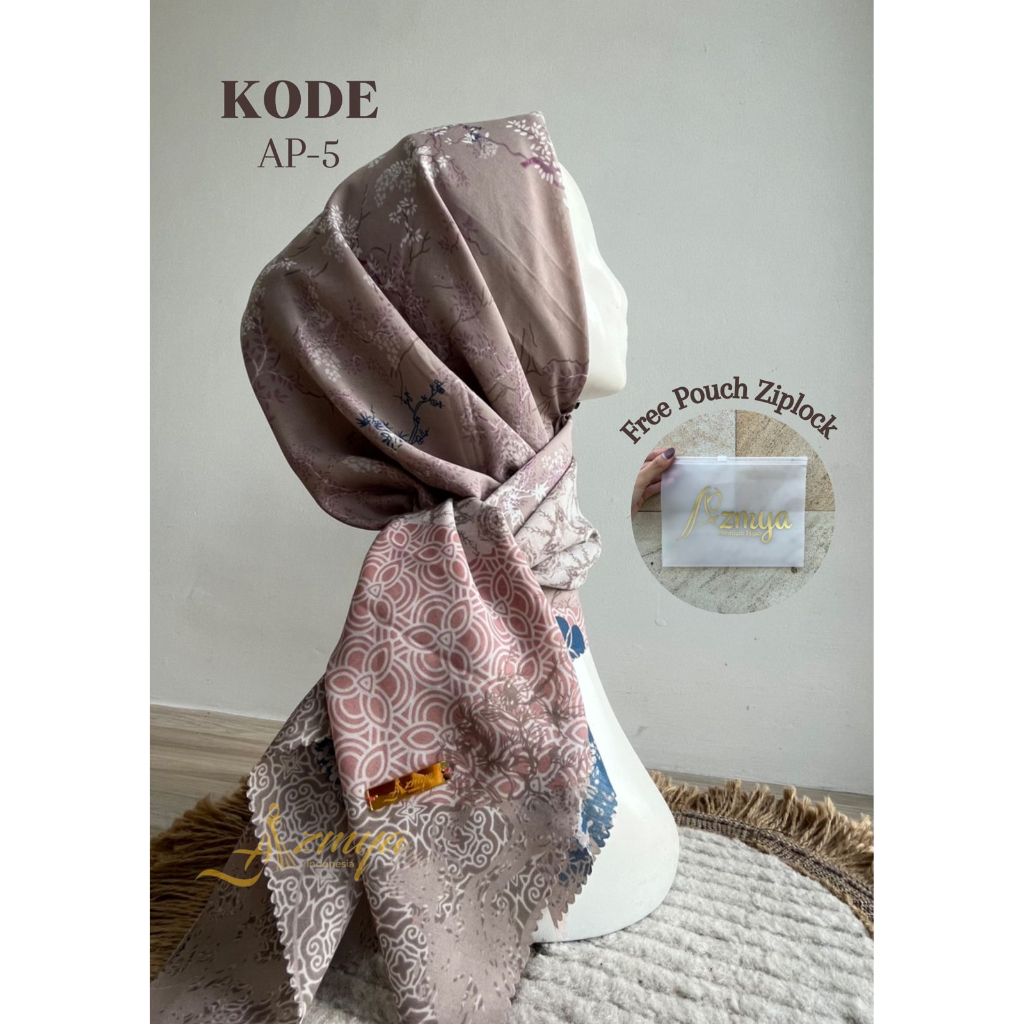 VOAL MOTIF FREE POUCH - HIJAB SEGIEMPAT BAHAN VOAL MOTIF PREMIUM (GRATIS POUCH)