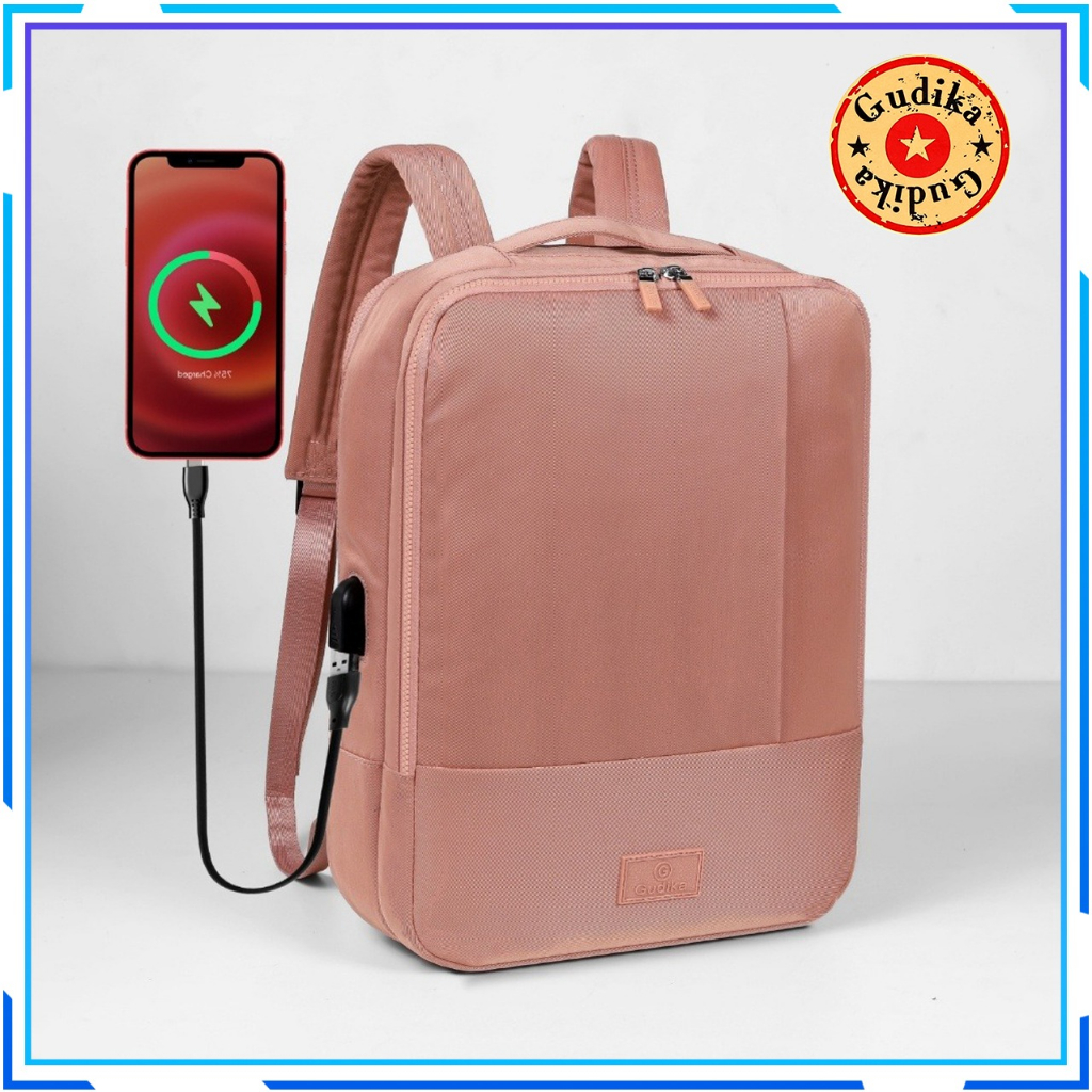 GUDIKA Bag Sefora 5330 ( 2 Fungsi ) Tas Laptop Backpack Ransel Nylon Waterproof 14 15 16 inch with USB Port - Tas Laptop Macbook Selempang Hand Strap - Ransel Kasual Bahan Nilon Anti Air Untuk Outdoor/Travel/Hiking/Sekolah/Hadiah