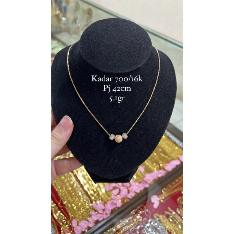 Perhiasan Emas Kalung Liontin Set Emas Tua Kadar 700/16K Kalung Bola Disco Simple Korean Look