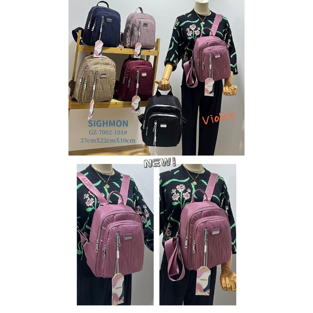 (PINK_IMP) New Import Tas Ransel Sighmon Fashion Wanita . Full Emboss