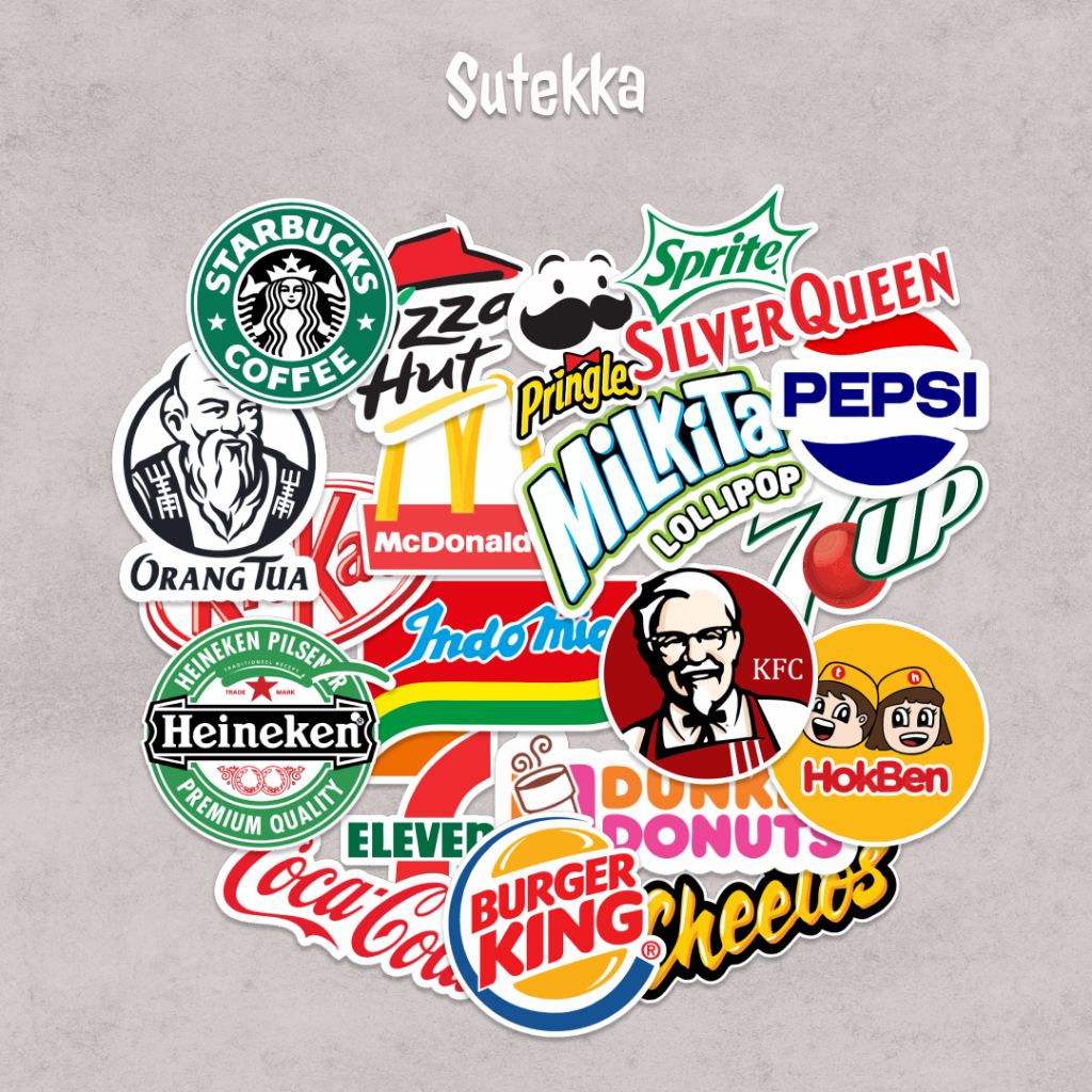 Sticker Aesthetic Food Brand Untuk Helm, Laptop, Hanphone, Motor 20pcs