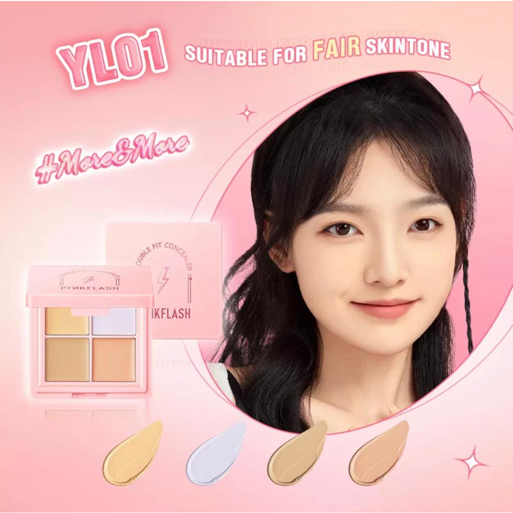 [NEW]PINKFLASH Double Fit Full Coverage Concealer Palette Conceal Brighten Flawless Moisturizing Long-lasting