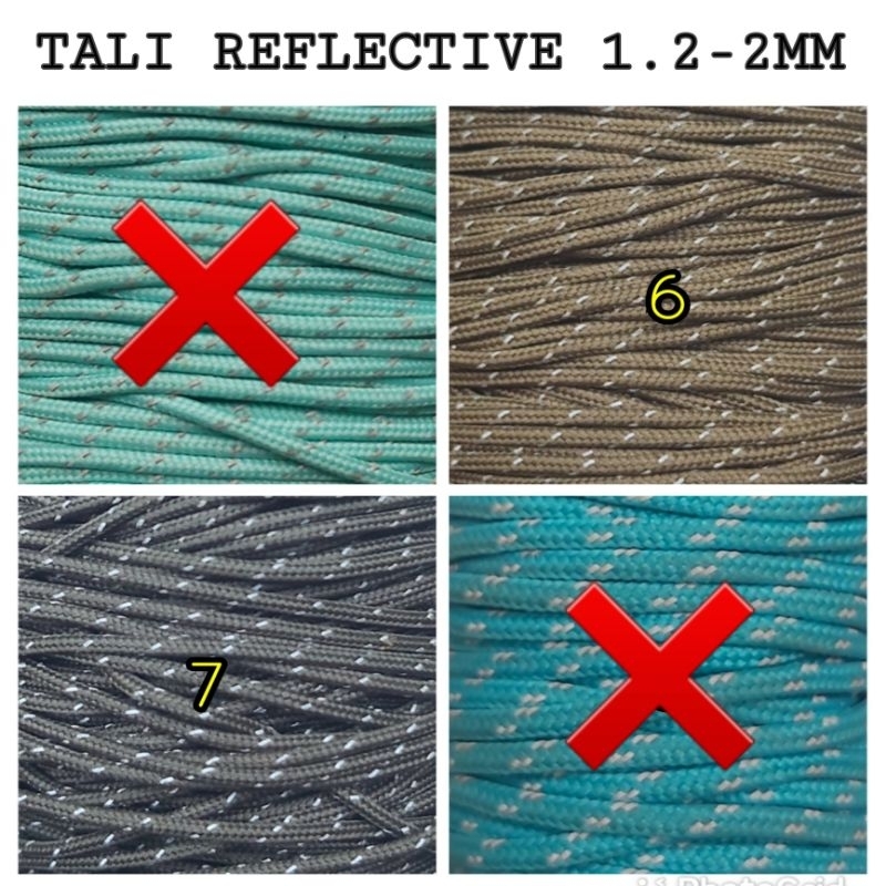 Tali Reflektif 1,2mm 1,5mm 2mm Prusik Paracord 1.2mm 1.5mm 1.7mm Gelang Strap Bag Charm Reflective Nyala
